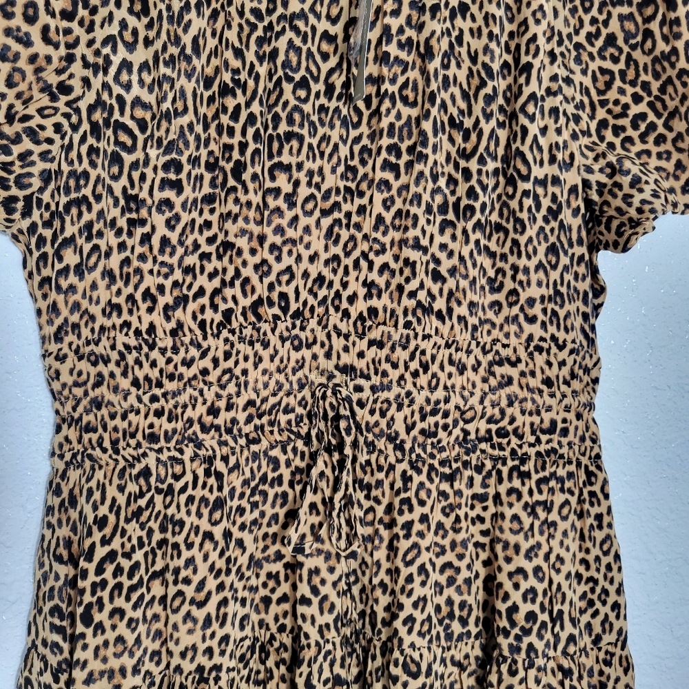 J Crew Elena Leopard Crepe De Chine Puff Sleeve Dress Size XS CD517 - Picture 7 of 10